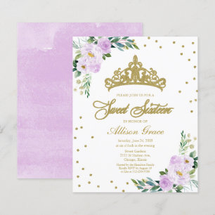 Invitation Budget Sweet 16 Couronne Lavande Floral