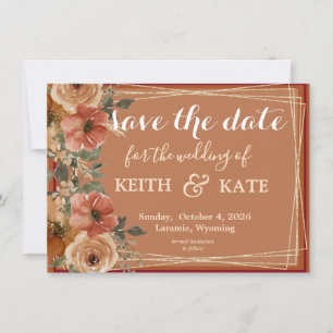 Invitation BUDGET Terracotta Floral Élégant Enregistrer la da