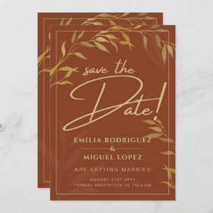 Invitation Budget Terracotta Gold Wedding Enregistrer Les Dat