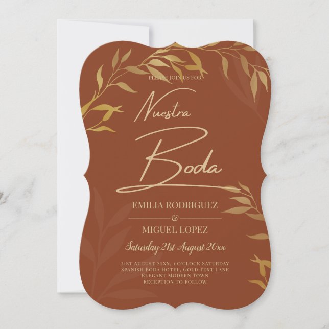 Invitation Budget Terracotta OR Nuestra Boda Mariage espagnol (Devant)