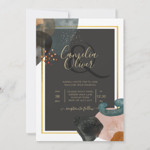 Invitation BUDGET Tones de Terre Mariage Abstrait