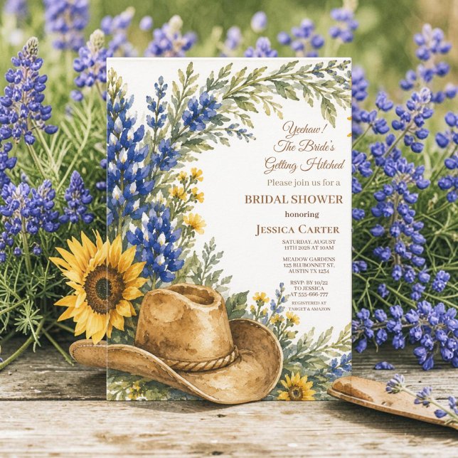 Invitation Budget Tournesol Blue Bonnet Mariage  (Créateur téléchargé)
