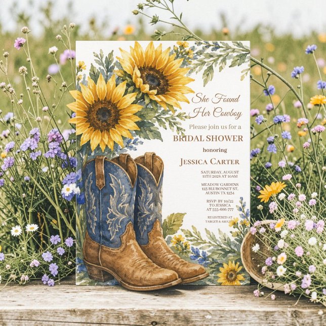 Invitation Budget Tournesol Blue Bonnet Mariage  (Créateur téléchargé)