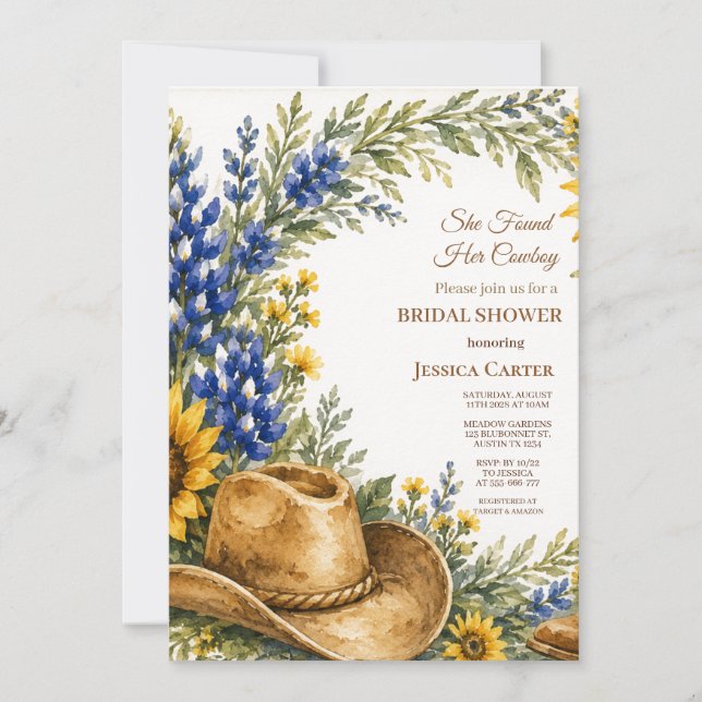 Invitation Budget Tournesol Blue Bonnet Mariage  (Devant)