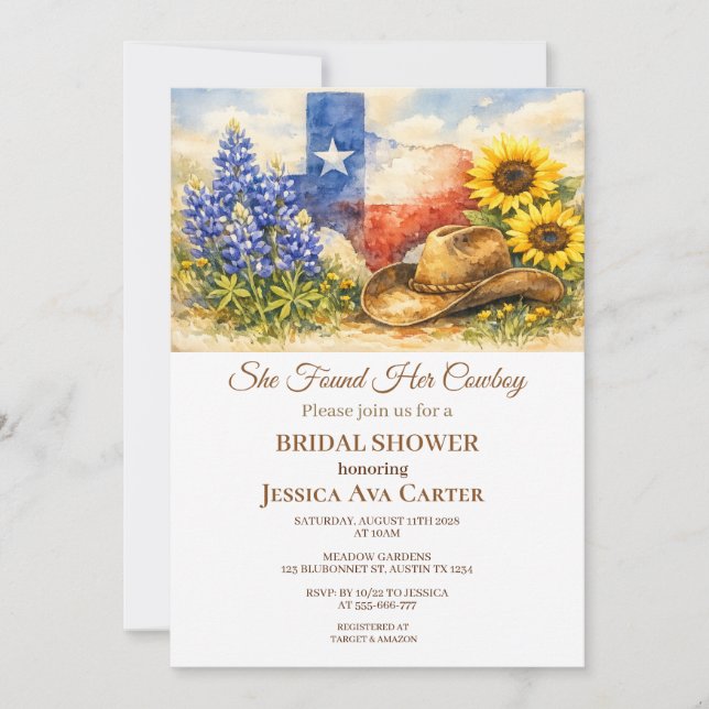 Invitation Budget Tournesol Blue Bonnet Mariage  (Devant)