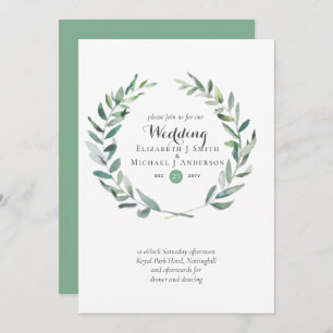 Invitation Budget Vert Olivier Feuilles Mariage Invite