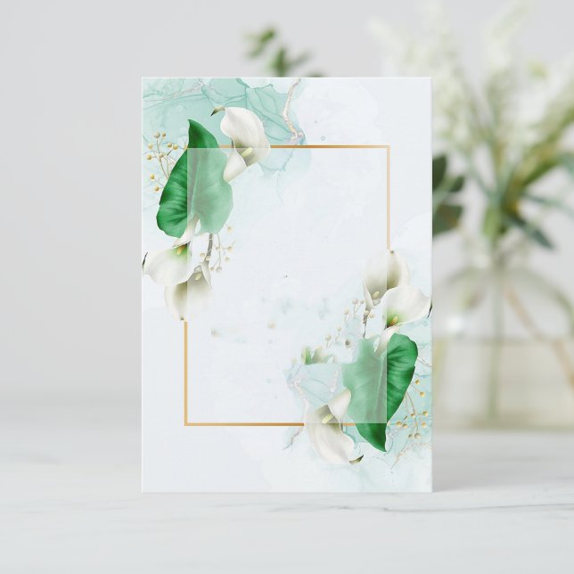 Invitation Budget vide Élégant mariage lys calla  (Debout devant)