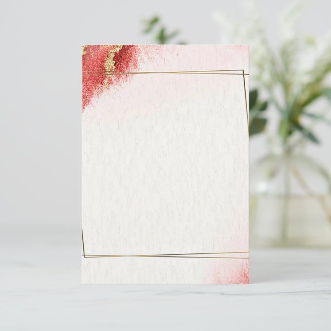 Invitation Budget vierge Élégant mariage rouge et or  (Debout devant)