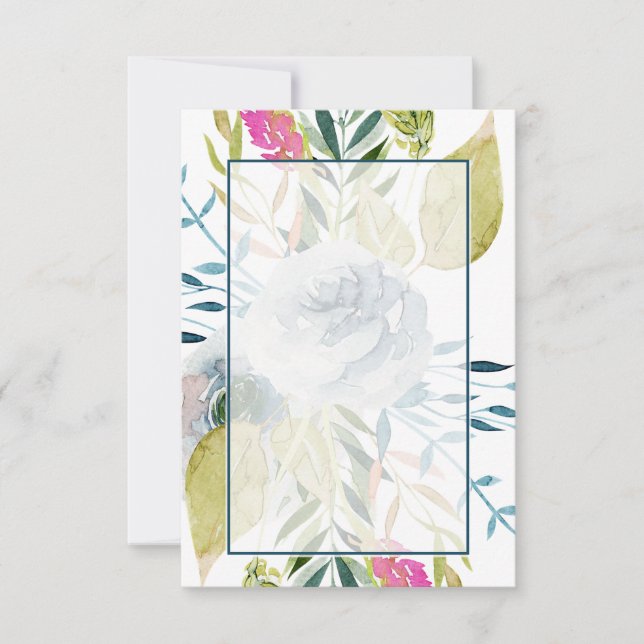 Invitation Budget vierge Fleurs aquarelles bleues mariage  (Devant)