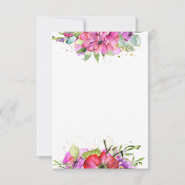 Invitation Budget vierge Fleurs aquarelles roses mariage  (Devant)
