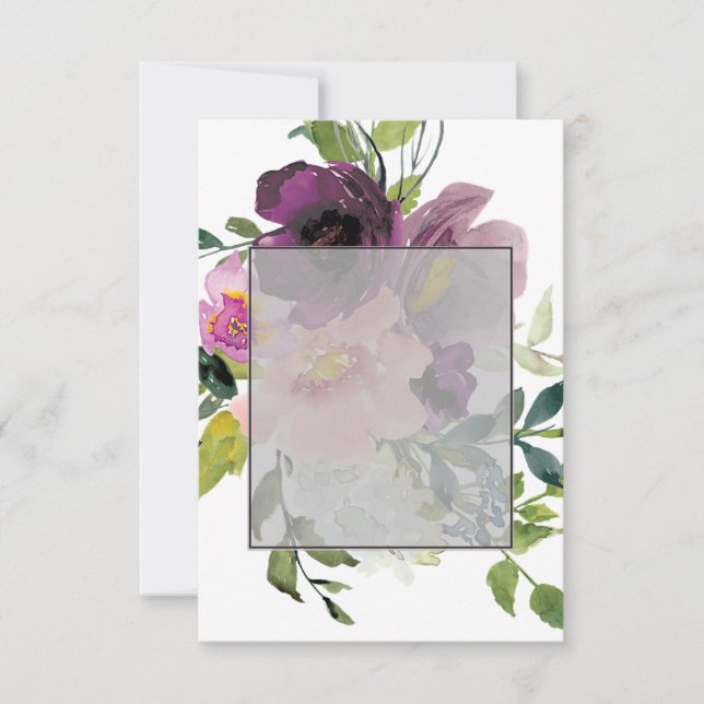 Invitation Budget vierge Fleurs roses et violettes mariage  (Devant)