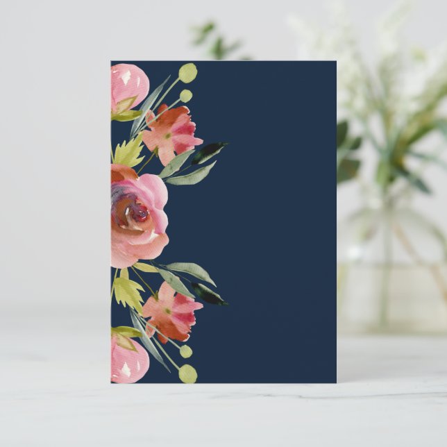 Invitation Budget vierge Fleurs roses pour un mariage élégant (Debout devant)