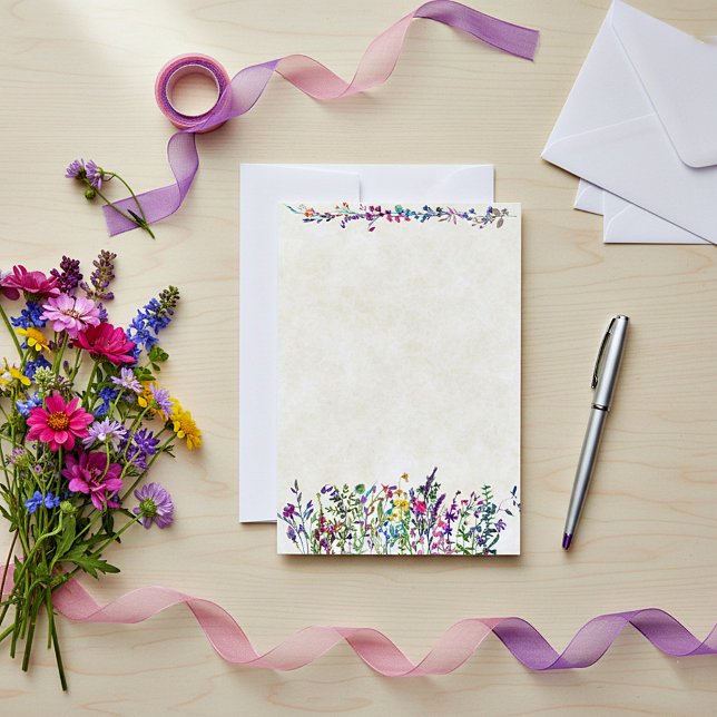 Invitation Budget vierge Fleurs sauvages colorées mariage  (Créateur téléchargé)
