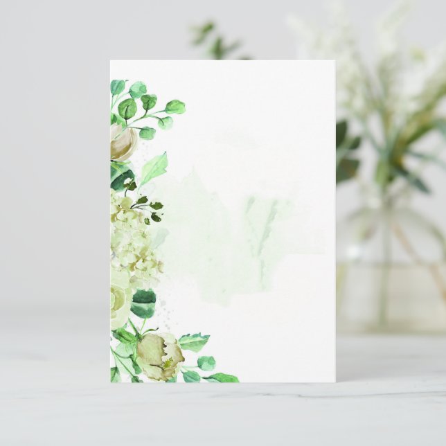 Invitation Budget vierge Fleurs vertes mariage  (Debout devant)