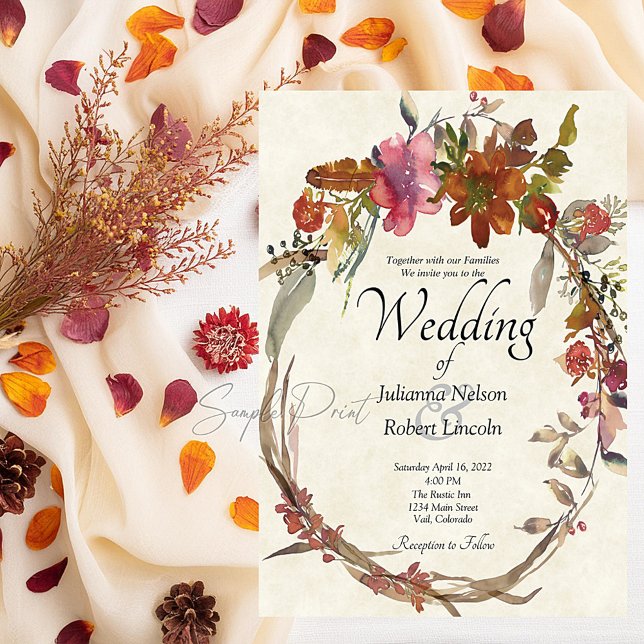 Invitation Budget vierge floral mariage aquarelle bohème  (Créateur téléchargé)