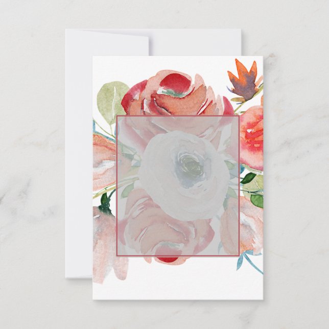 Invitation Budget vierge floral rouge et rose mariage  (Devant)