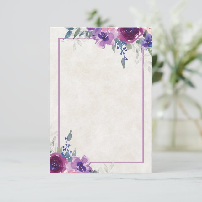 Invitation Budget vierge  floral violet et mauve  mariage  en (Debout devant)