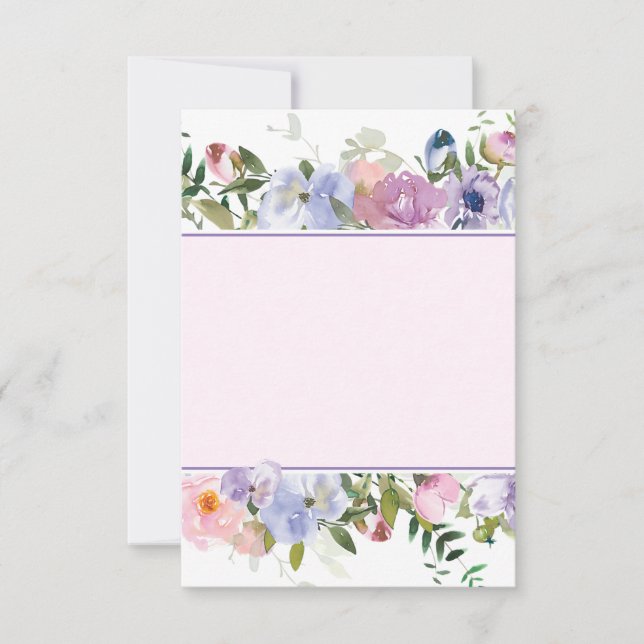 Invitation Budget vierge Mariage aquarelle violet et bleu  (Devant)