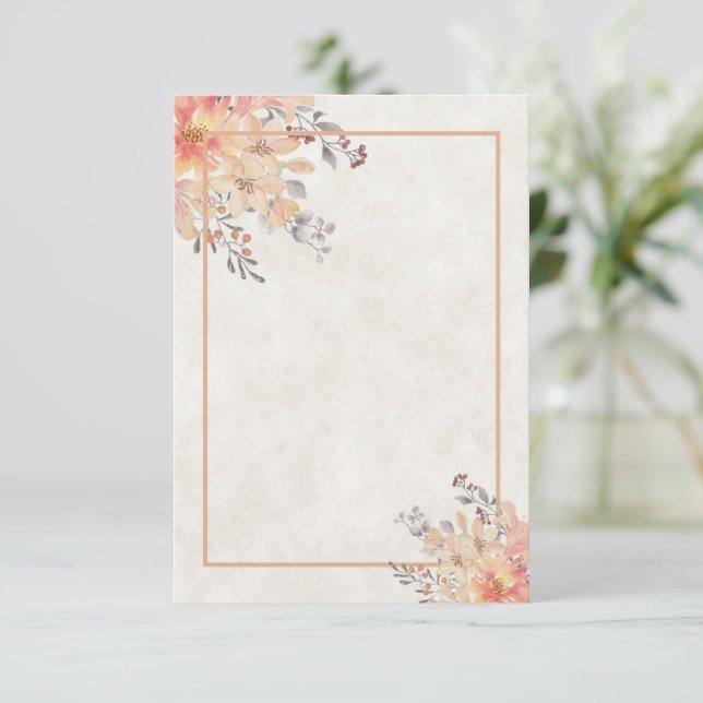 Invitation Budget vierge mariage floral aquarelle abricot  In (Debout devant)