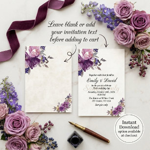Invitation Budget vierge mariage floral aquarelle violet 