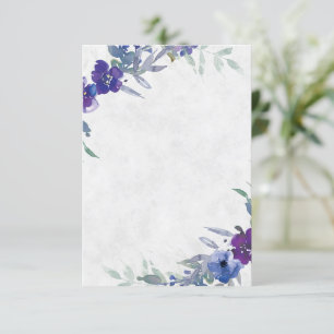 Invitation Budget vierge Mariage floral bleu et violet 