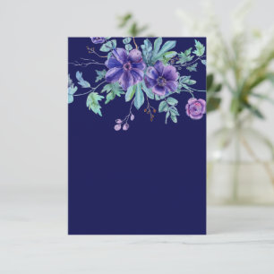 Invitation Budget vierge Mariage floral bleu et violet 