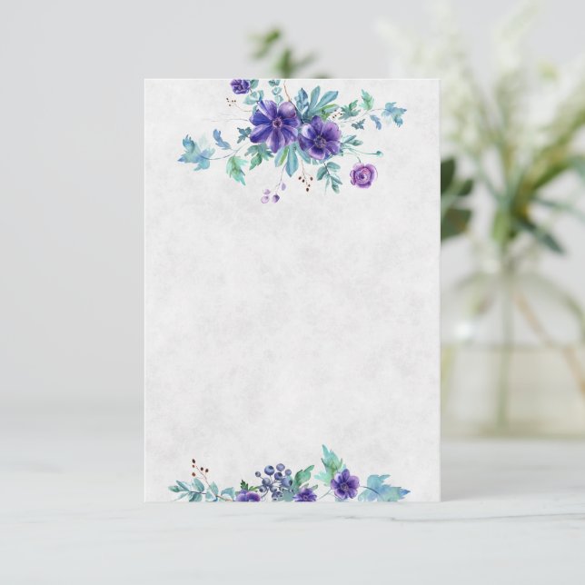 Invitation Budget vierge mariage floral d'aquarelle violette (Debout devant)