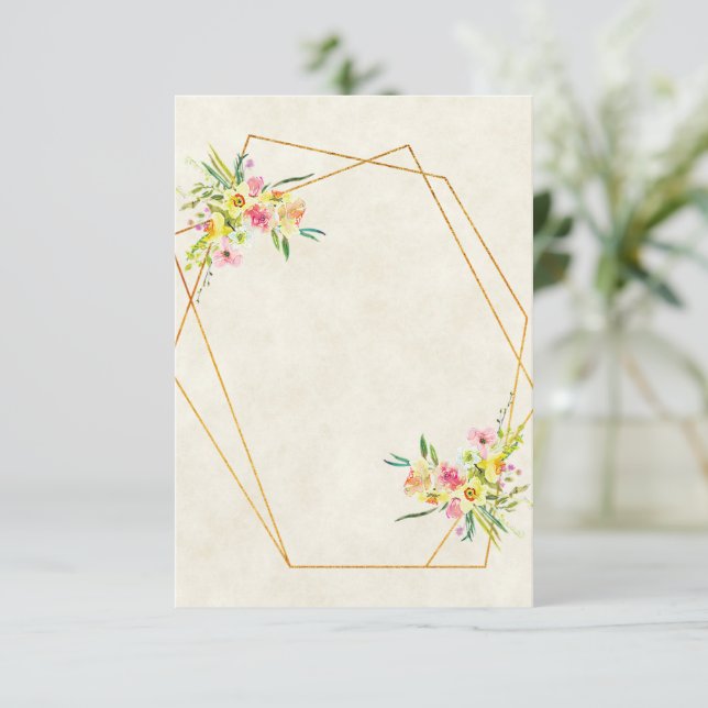 Invitation Budget vierge Mariage floral de printemps  (Debout devant)