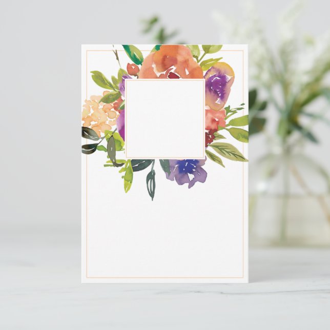 Invitation Budget vierge Mariage floral orange et violet  (Debout devant)