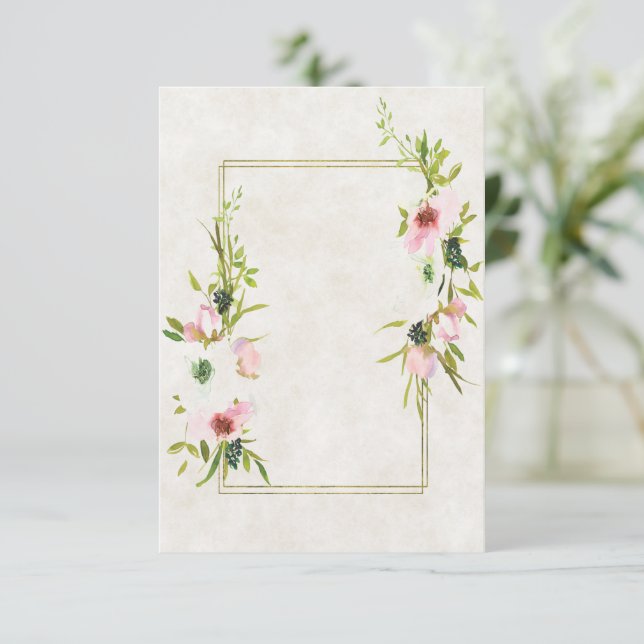 Invitation Budget vierge Mariage floral rose et blanc  (Debout devant)