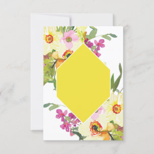 Invitation Budget vierge Mariage floral rose et jaune 
