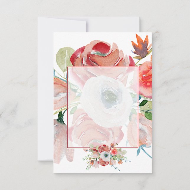 Invitation Budget vierge mariage floral rouge et rose  (Devant)