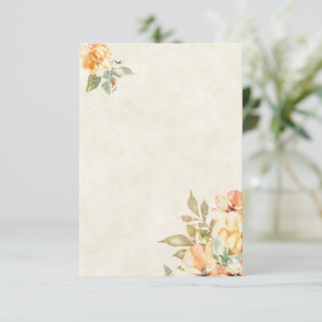 Invitation Budget vierge Orange et jaune floral mariage  (Debout devant)