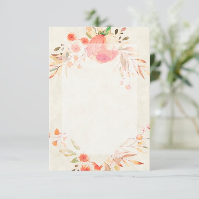Invitation Budget vierge Orange floral mariage  (Debout devant)