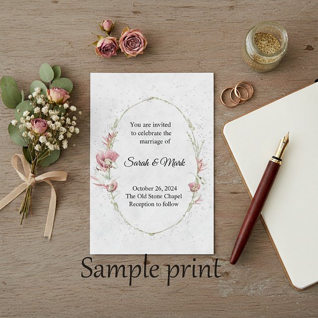 Invitation Budget vierge Poppies roses mariage  (Créateur téléchargé)