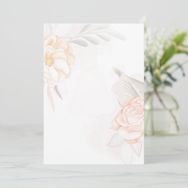 Invitation Budget vierge Roses roses blush Mariage  (Debout devant)