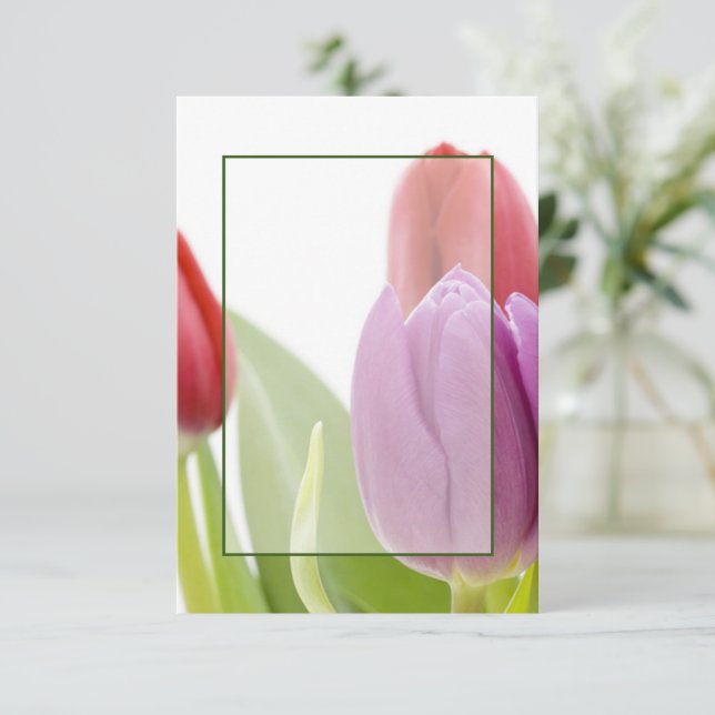 Invitation Budget vierge Tulipes mariage  (Debout devant)