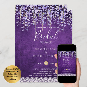 Invitation BUDGET Wisteria Floral Lace FÊTE DES MARIÉES INVIT