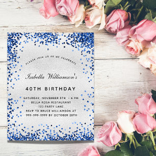 Invitation budgétaire avec paillettes bleues et ar