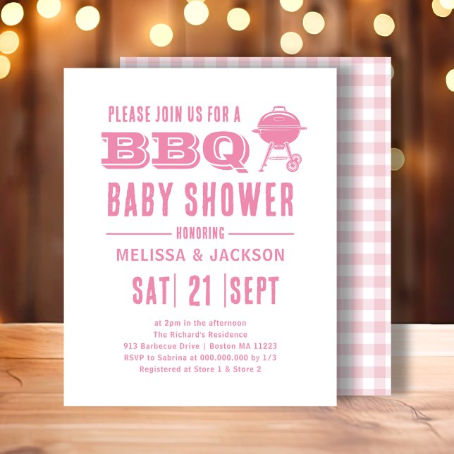 Invitation budgétaire Baby shower BBQ rose (Créateur téléchargé)
