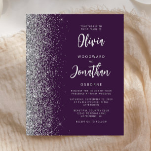 Invitation budgétaire Calligraphie argent violet