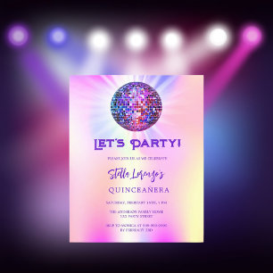 Invitation budgétaire Disco holographique Quincean