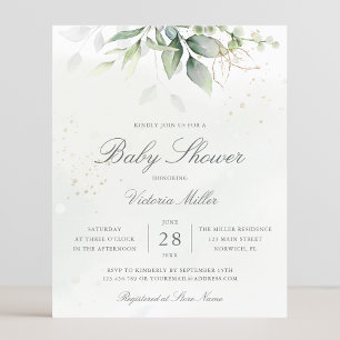 Invitation budgétaire du Baby shower botanique Euc