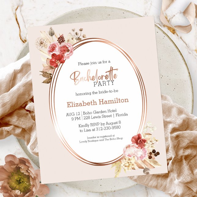 Invitation budgétaire Floral Bachelorette Party (Créateur téléchargé)