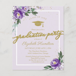 Invitation budgétaire High School Grad Party Flora