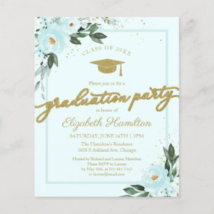 Invitation budgétaire High School Grad Party Flora