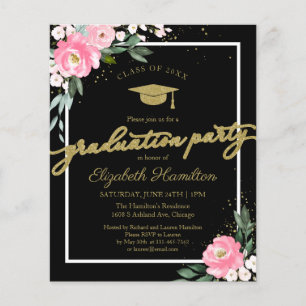 Invitation budgétaire High School Grad Party Flora
