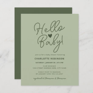 Invitation budgétaire mini-neutre Hello Baby showe