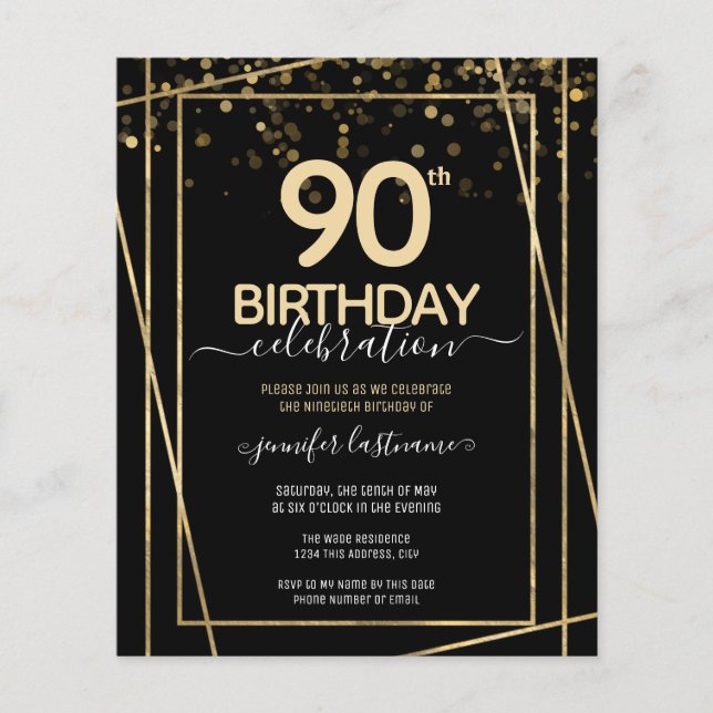 Invitation budgétaire pour la 90e fête d'anniversa (Devant)
