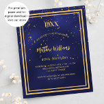 Invitation budgétaire pour la fête d'anniversaire<br><div class="desc">Un arrière - plan bleu foncé,  bleu marine. La couleur bleue est inégale. Avec un cadre doré et des confettis dorés saupoudrés,  des lettres de couleur dorée. Personnalisez et ajoutez l'année de naissance,  le nom,  les détails de la fête. 1 feuille = 1 invite imprimé bord à bord.</div>